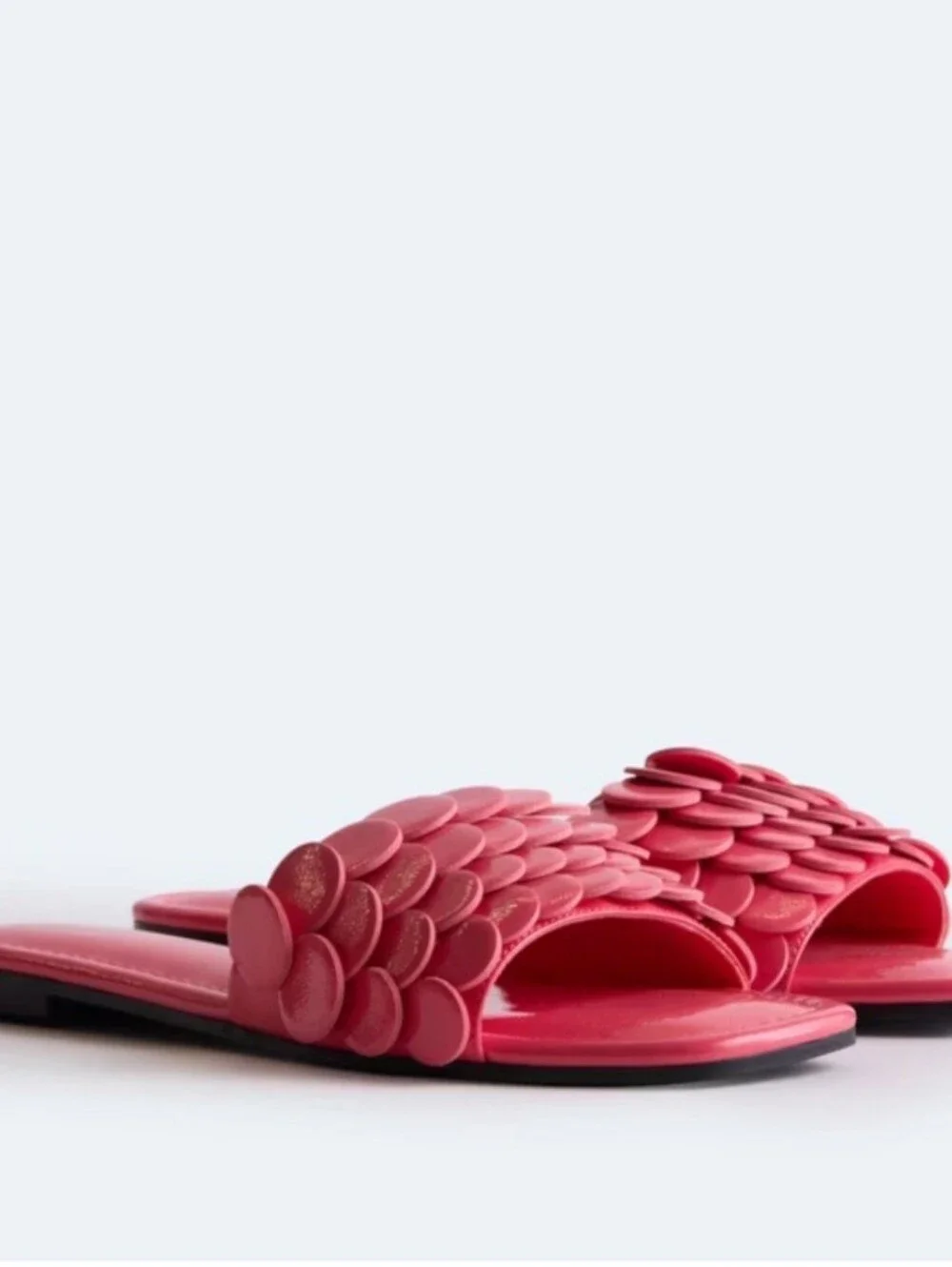 Scoop Women 8.5 Bright Pink Scalloped Strap Slide Sandals Open Toe Shoes NWT